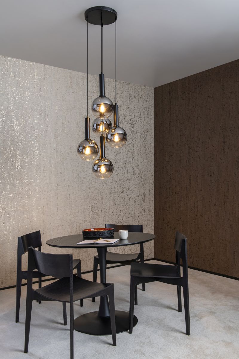 Lucide MARIUS - Závesné svietidlo - Ø 55 cm - 5xE27 - Čierna